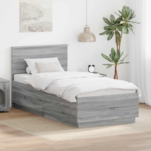  Krevetna konstrukcija s LED trakama Siva Sonoma 100 x 200 cm Cene