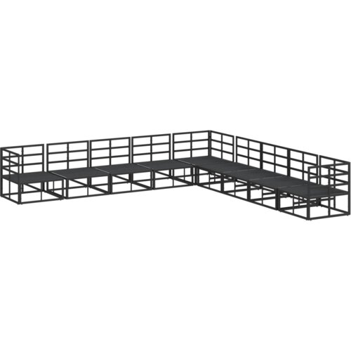 VidaXL Vrtna sedežna garnitura 9 pcs Črna 353 x 353 x 71 cm Aluminij Slike
