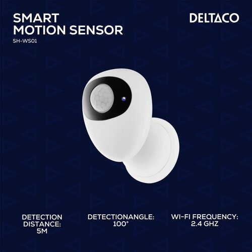 Deltaco SMART HOME Wifi Senzor gibanja, PIR, WiFi 2.4 GHz BELO/ČRNO Slike