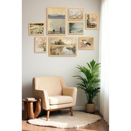 WALLXPERT Myk3026 Art Multicolor Decorative Framed MDF Painting (8 Pieces) Slike