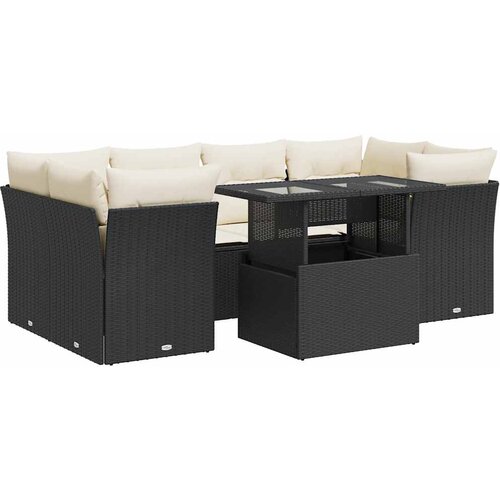 Maison Chic Seti vrtnega pohištva - Vrtna garnitura - Vrtni pohištvo set 7-delna z blazinami črn poli ratan, (21803041) Cene