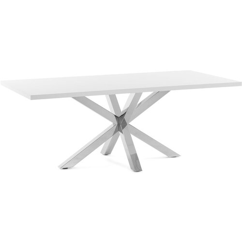 Kave Home bijeli blagovaonski stol s postoljem od nehrđajućeg čelika arya, 160 x 100 cm Cijene