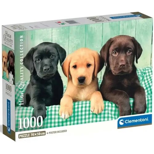 Clementoni Tri majhni labradorci 1000-delna HQC sestavljanka s posterjem - Cene