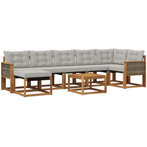 vidaXL Zunanja garnitura za sedenje 8 pcs Naravna in svetlo siva, (5000280953) Cene