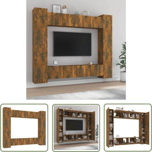 The Living Store Komplet TV omaric 8-delni dimljen hrast konstruiran les - Komplet TV Omaric, (21738281) Cene