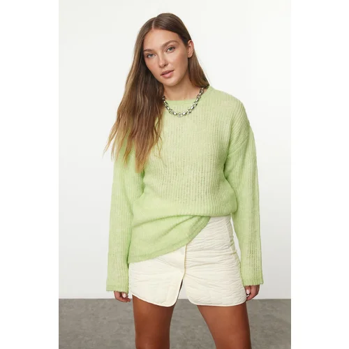 Trendyol Oil Green Basic Crew Neck Knitwear Sweater