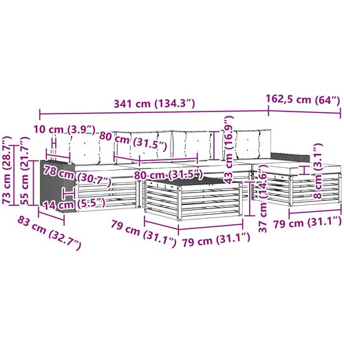 Set vanjskih sofa 6 kom. Prirodna i svjetlosiva Poliester Slike