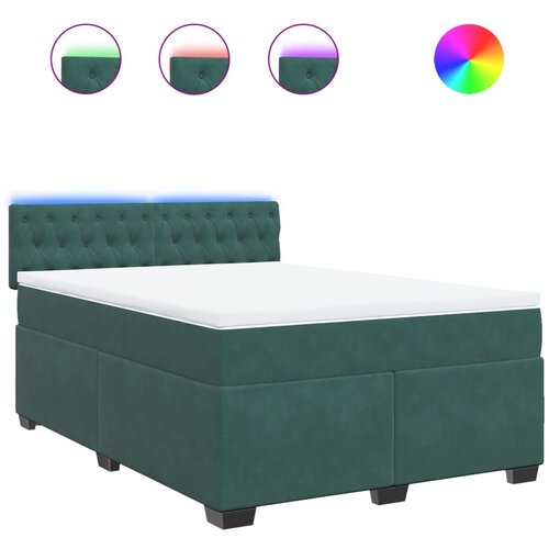 vidaXL Box spring postelja z vzmetnico temno zelen 140x190 cm žamet, (21307871) Cene