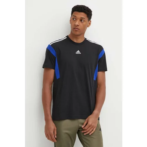 Adidas Pamučna majica za muškarce, boja: crna, s aplikacijom, JJ1532