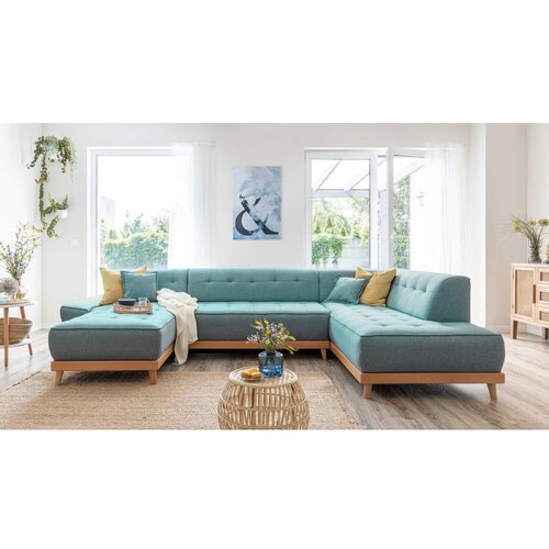 Miuform Turkizna raztegljiva kotna sedežna garnitura (desni kot/v obliki črke &amp;quot;U&amp;quot;) Dazzling Daisy &amp;ndash; Slike