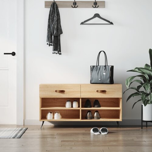 vidaXL Klop za čevlje sonoma hrast 102x35x55 cm inženirski les Cene