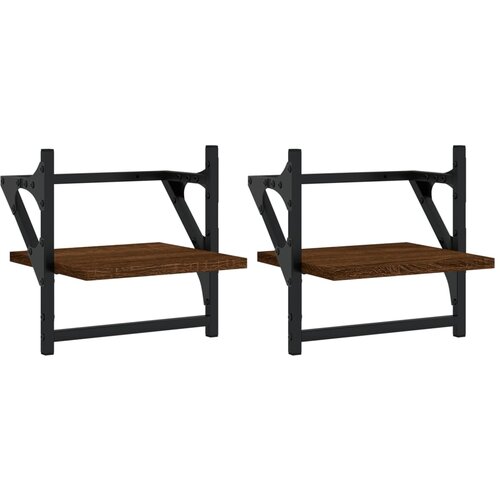 Maison Chic 2 kosi Stenske Police - Viseče police s prečkami rjavi hrast 30x25x30 cm, (21793958) Cene