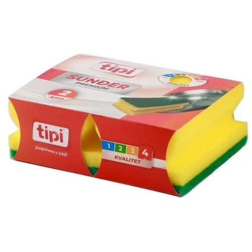 Tipi Sunđer sa abrazivom, 2 komada, Žuti Slike