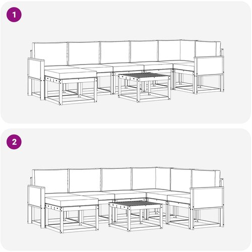  Set vanjskih sofa 8 kom. Prirodna i svjetlosiva Poliester Slike