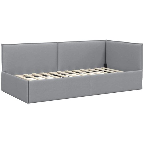 vidaXL Kotna postelja z vzglavjem Svetlo siva 100 x 200 cm blago, (5000069106) Cene