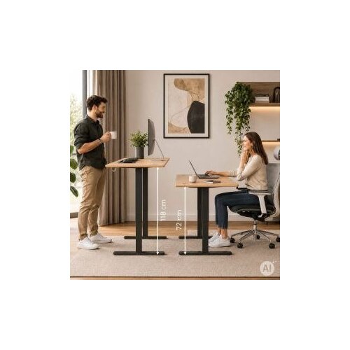 ModernHome JSD-C5-1-15 &amp;ndash; Električni radni stol s podesivom visinom 72&amp;ndash;118 cm, 140 &amp;times; 60 cm, svijetli hrast Slike