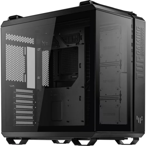 Asus TUF Gaming GT502 PLUS ATX Gaming ohišje črno, Dual Chamber Chassis, Panoramic View, Tempered Glass front and side panel, Tool-Free side panels, pre-installed 4 ARGB fans & fan hub, Front Panel High-Speed USB Type-C - 90DC0090-B19010