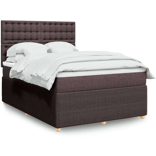 vidaXL Box spring postelja z vzmetnico temno rjava 160x200 cm blago, (21306439) Cene