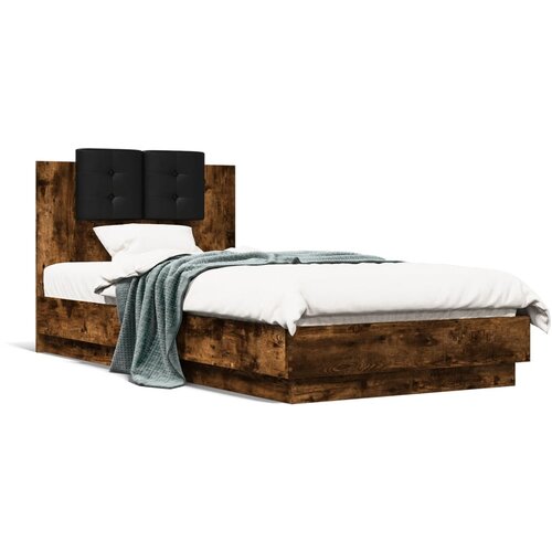 VidaXL Okvir za krevet s uzglavljem boja hrasta 90x190 cm drveni Slike