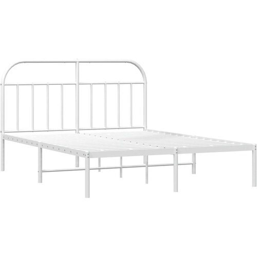 VidaXL Metalni okvir za krevet s uzglavljem bijeli 183x213 cm Slike