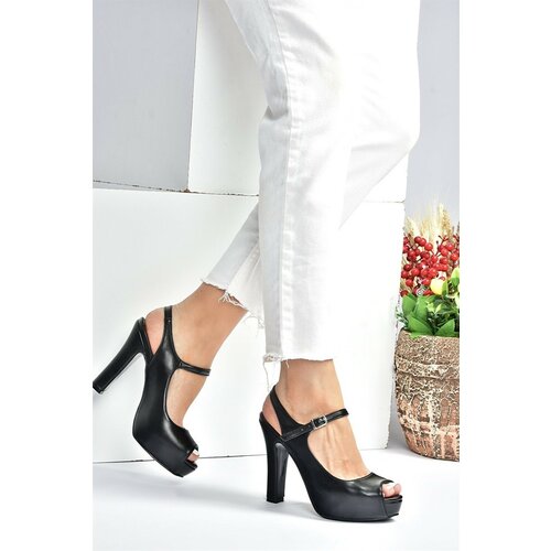 Fox Shoes Women's Black/Black Platform Heeled Evening Shoes Slike