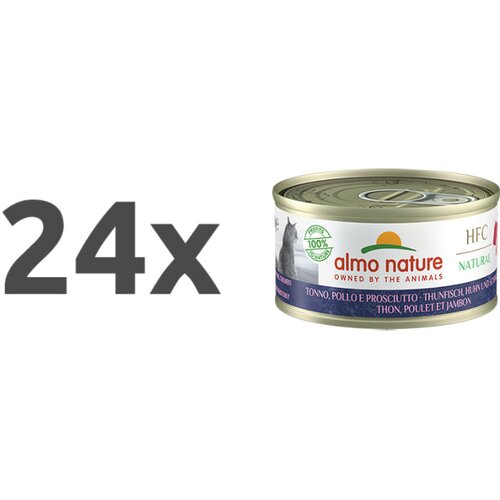 Almo Nature HFC Natural konzerva &ndash; tuna, pi&scaron;čanec in &scaron;unka &ndash; 70 g 24 x 70 g Cene