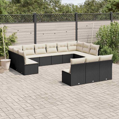  13-dijelni set vrtnih sofa s jastucima poliratan crni Cijene