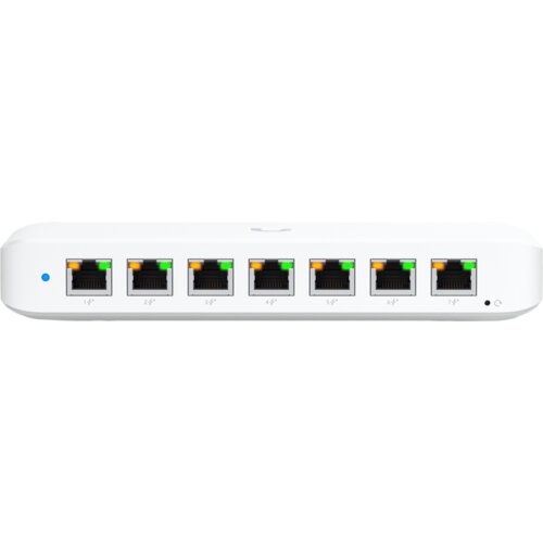 Ubiquiti USW-Ultra-210W-EU compact, Layer 2, 8-port GbE PoE switch with versatile mounting options, 7x GbE PoE+ output ports, GbE port with optional PoE++ input, 202W PoE availability with th Cijene