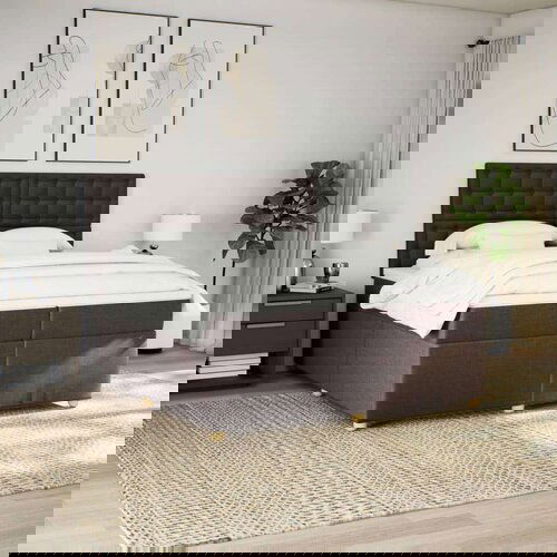 vidaXL Box spring postelja z vzmetnico temno rjav 200x200 cm blago, (21310961) Cene