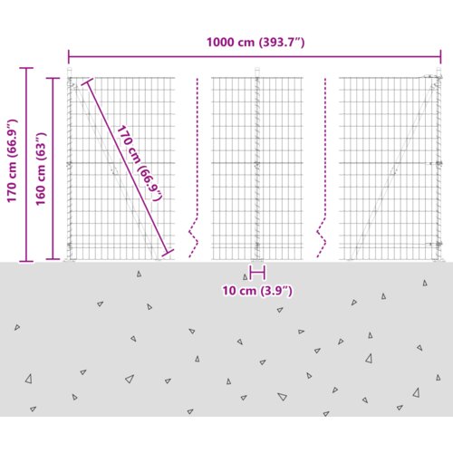 VidaXL Euro Ograda s 7 Flangiranih Stupova 1.6x10 m Cinkom Obložena Čelična Slike