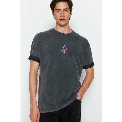 Trendyol T-Shirt - Gray - Oversize Cene
