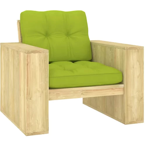 vidaXL Vrtna stolica s jarko zelenim jastucima impregnirana borovina