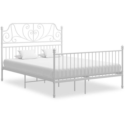  Okvir za krevet bijeli metalni 160 x 200 cm Slike