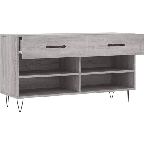  Klupa za cipele siva boja hrasta 102x35x55 cm konstruirano drvo Slike
