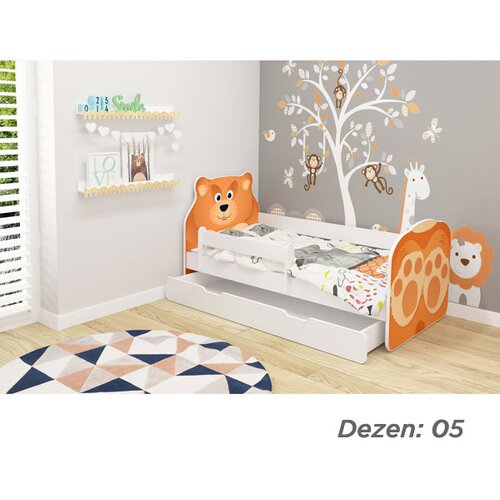 Olimp Sport krevet za decu animals 140X70 cm sa fiokom white acma 6 dezena Slike
