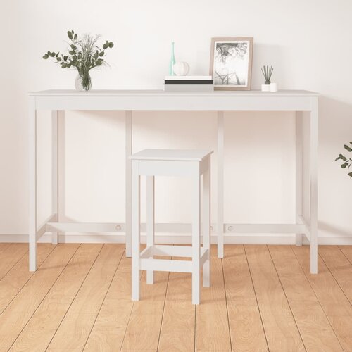 vidaXL barska miza bela 180x80x110 cm trdna borovina Cene