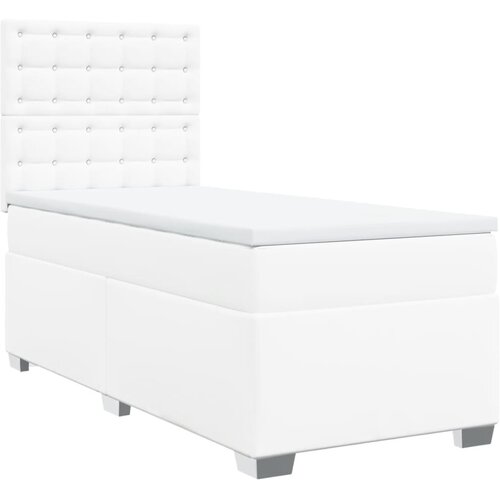 Maison Chic Box spring postelja - Vzmetna postelja z vzmetnico bela 90x200 cm umetno usnje SL18110, (21894491) Cene