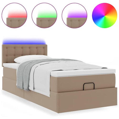 vidaXL Okvir kreveta s madracem cappuccina 90x200cm umjetna koža Cene