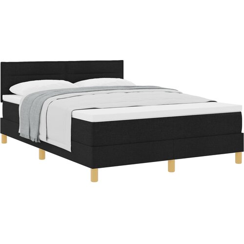 VidaXL Postelja s &amp;scaron;katlastim vzmetenjem Črna 140x190 cm Tkanina, (22083014) Slike