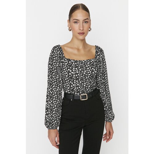 Trendyol Multicolor Floral Square Neck Knitted Blouse Cene