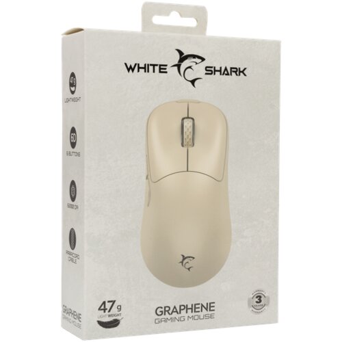 WHITESHARK Graphene GM-5014 gaming mi&amp;scaron; 12.400 DPI, bež Slike