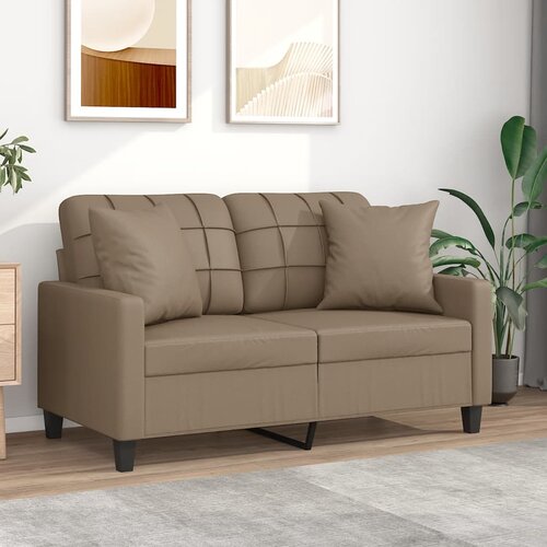 VidaXL Dvosjed s ukrasnim jastucima boja cappuccina 120cm umjetna koža Slike