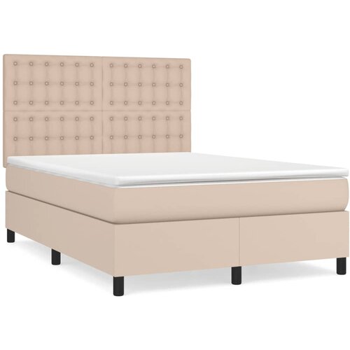 VidaXL Box spring postelja z vzmetnico kapučino 140x200cm umetno usnje, (20893163) Slike