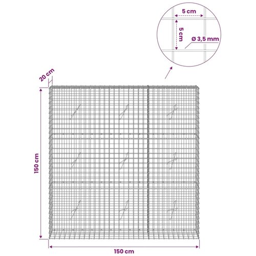  Gabion s žicom debljine 3 5 mm i mrežom 5x5 cm 150x20x150 cm - 20 cm 150 cm 150 cm Slike