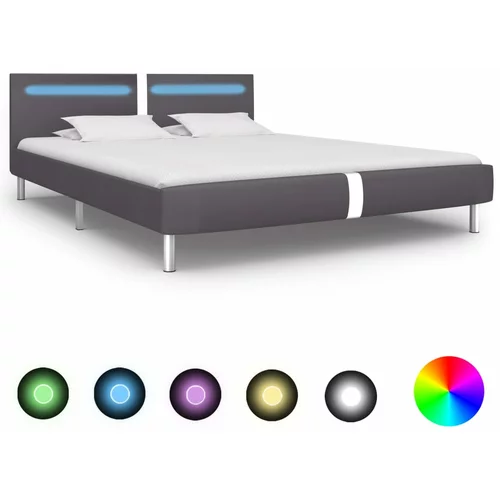  okvir za krevet od umjetne kože LED svjetlom sivi 180x200 cm
