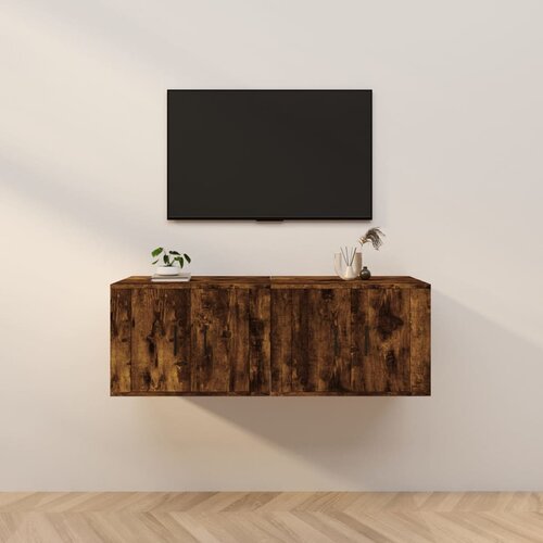 VidaXL Stenska TV omarica 2 kosa dimljen hrast 57x34,5x40 cm Slike