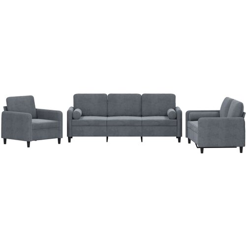 Maison Chic Sedežna garnitura - kavč 3-delna z vzglavniki temno siv žamet, (21728963) Cene