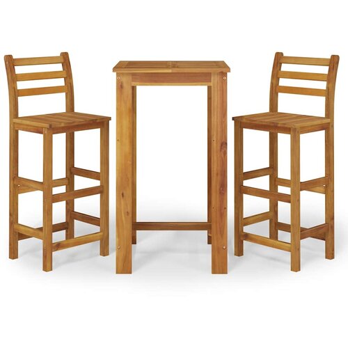  3-dijelni vrtni barski set od masivnog bagremovog drva Smeđa 60 cm table length Slike