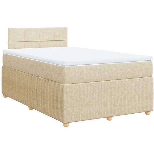 vidaXL Box spring postelja z vzmetnico krem 120x190 cm blago, (21307705) Cene