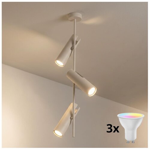 Brilagi LED RGBW prigu&amp;scaron;iva luster na stalku BRANCH 3xGU10/6,5W/230V bež Slike